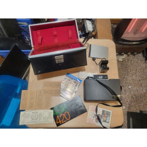 Vintage Polaroid 420 Automatic Land Camera with Manual, Flash & Case.
